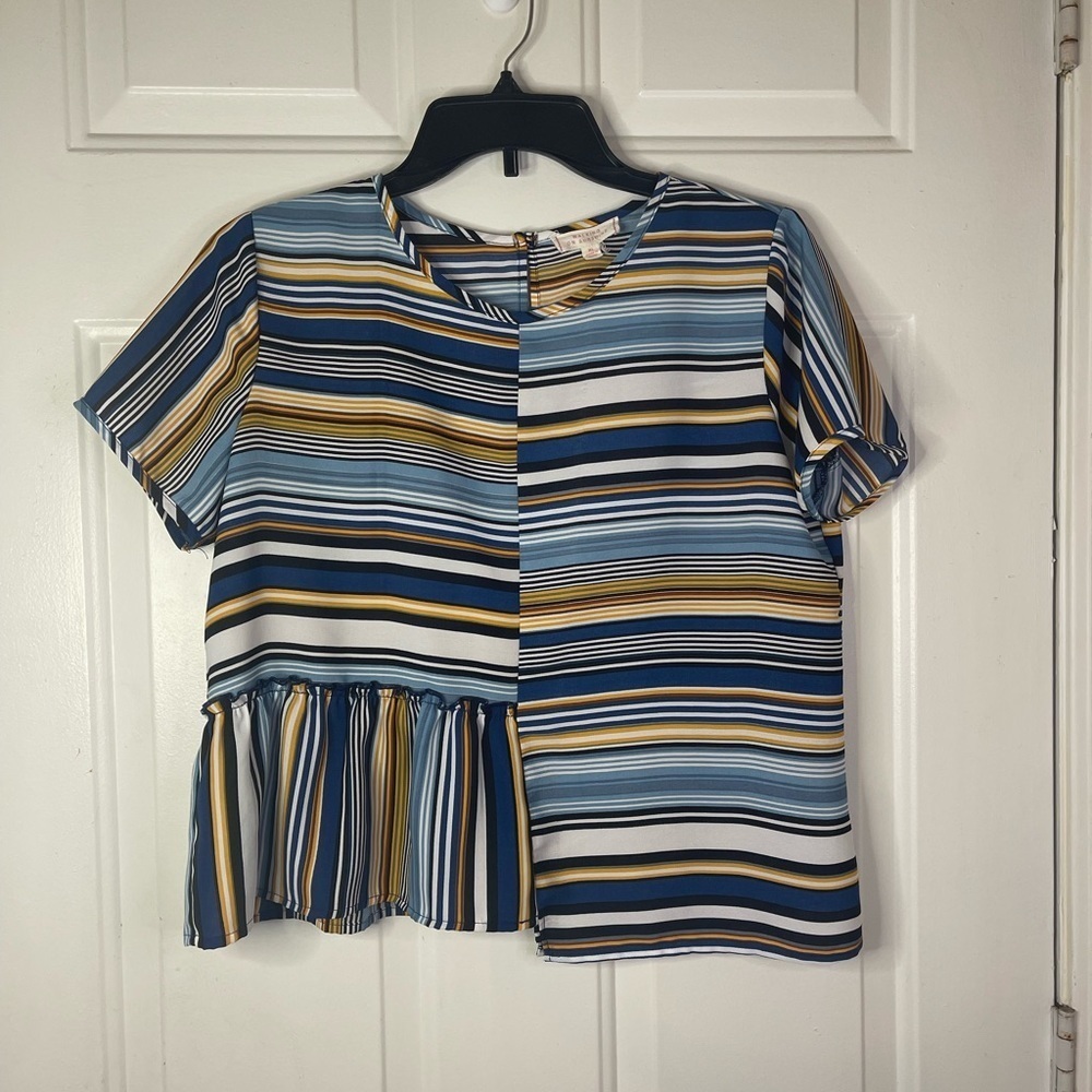 Walking on sunshine stripes‎ cropped blouse